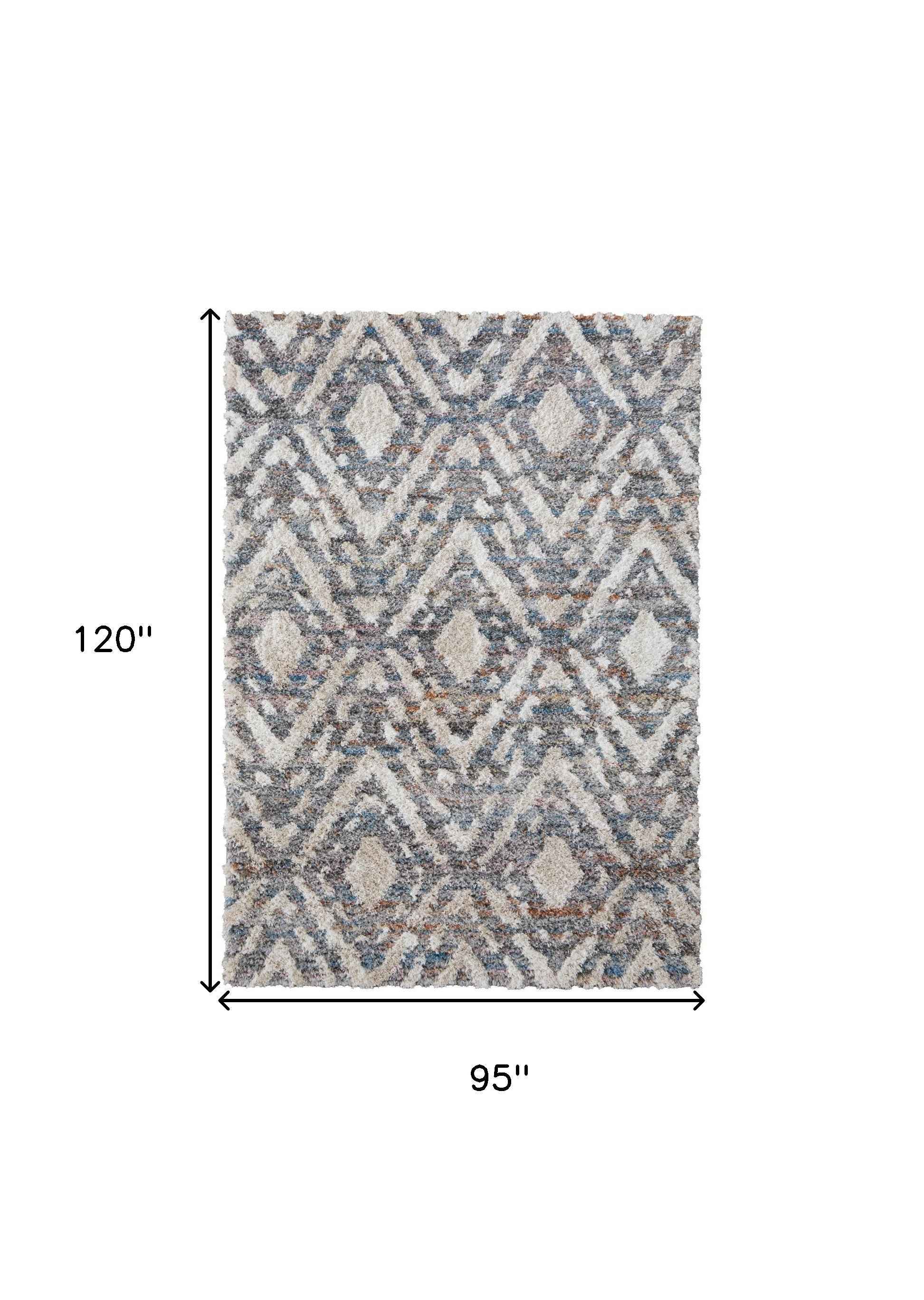 8' X 10' Ivory Gray And Taupe Geometric Power Loom Stain Resistant Area Rug