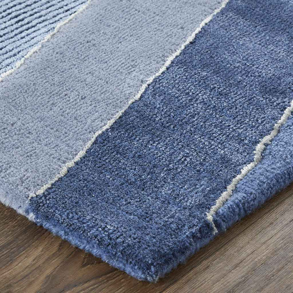 9' X 12' Blue And Silver Wool Geometric Tufted Handmade Area Rug