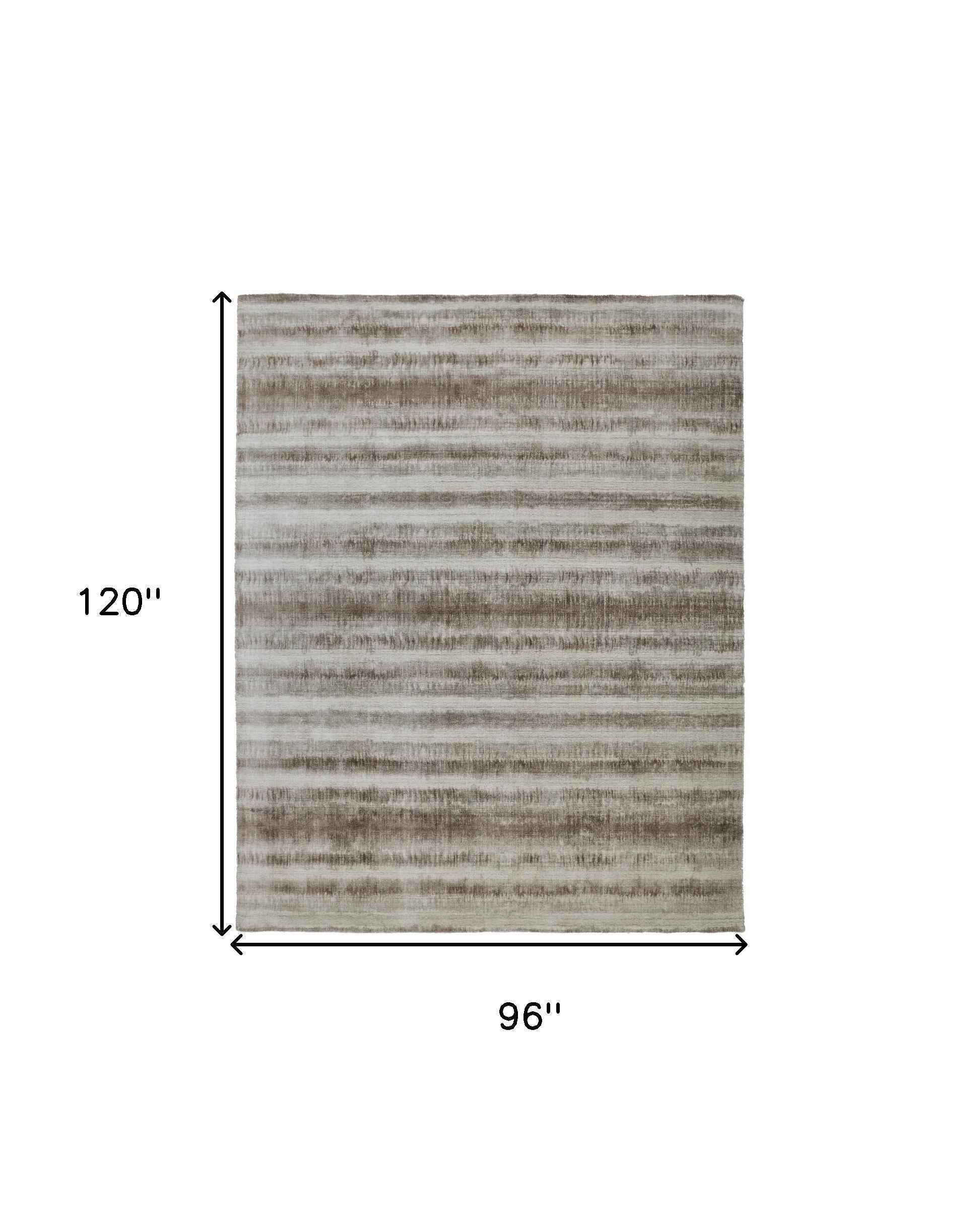 8' X 10' Tan Ivory And Brown Abstract Hand Woven Area Rug