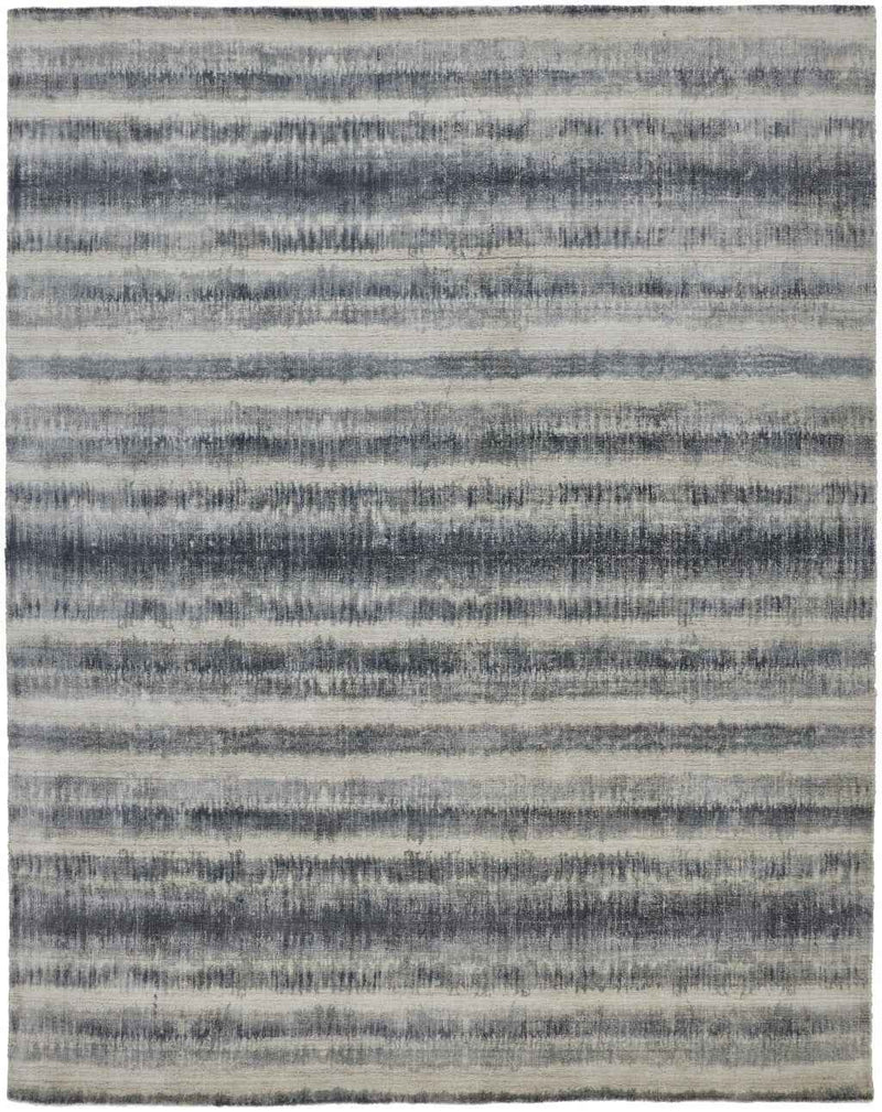 4' X 6' Ivory And Blue Abstract Hand Woven Area Rug