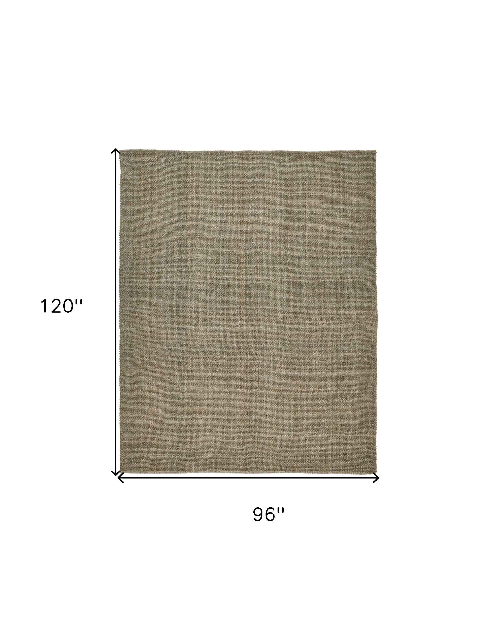 8' X 10' Green And Tan Hand Woven Area Rug