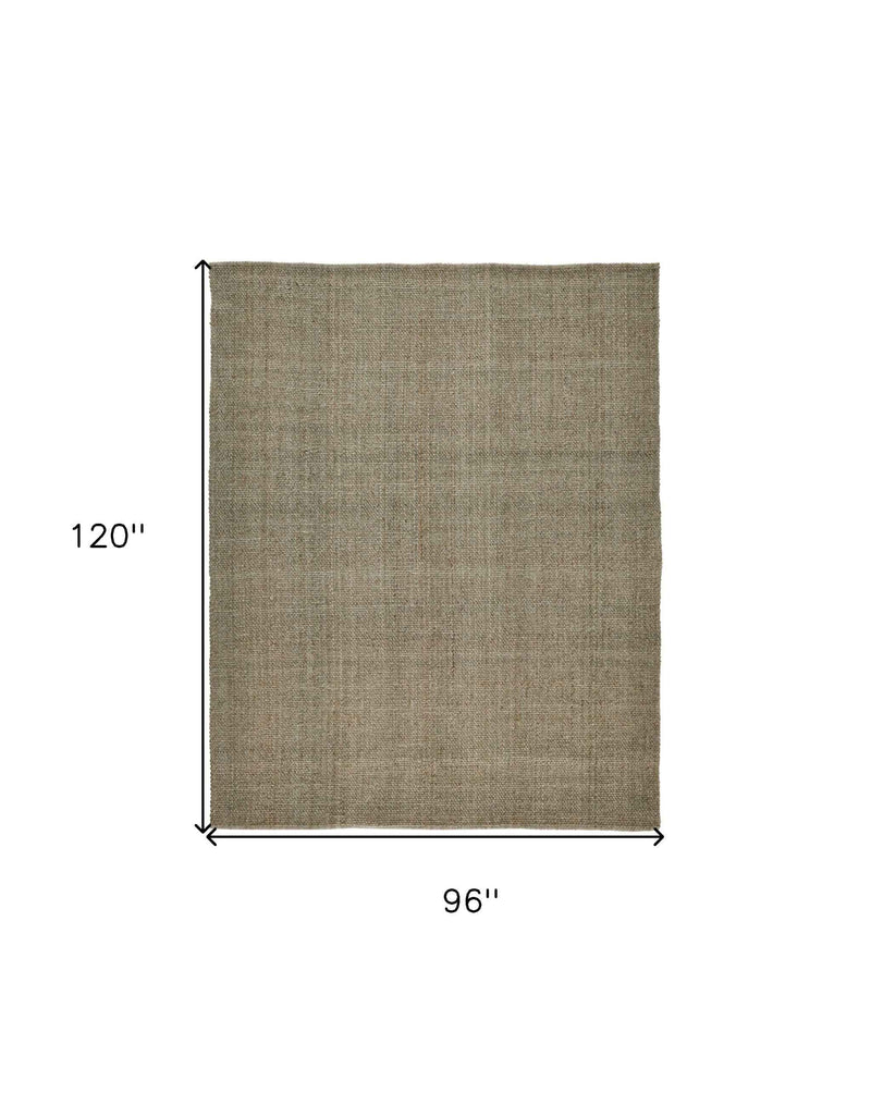 8' X 10' Green And Tan Hand Woven Area Rug
