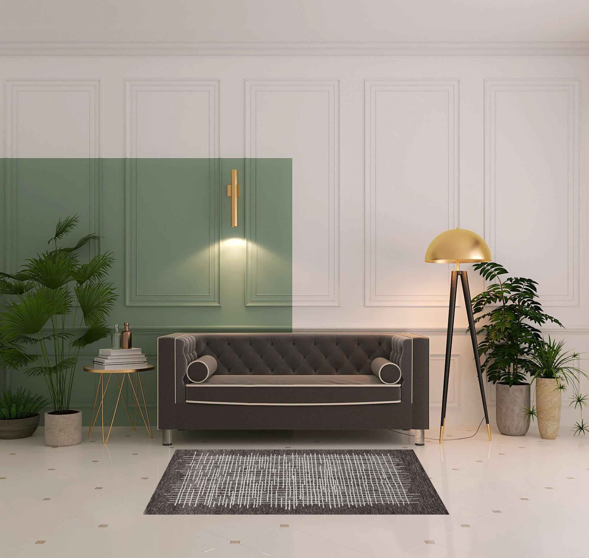 4' X 6' Brown And Ivory Wool Plaid Tufted Handmade Stain Resistant Area Rug