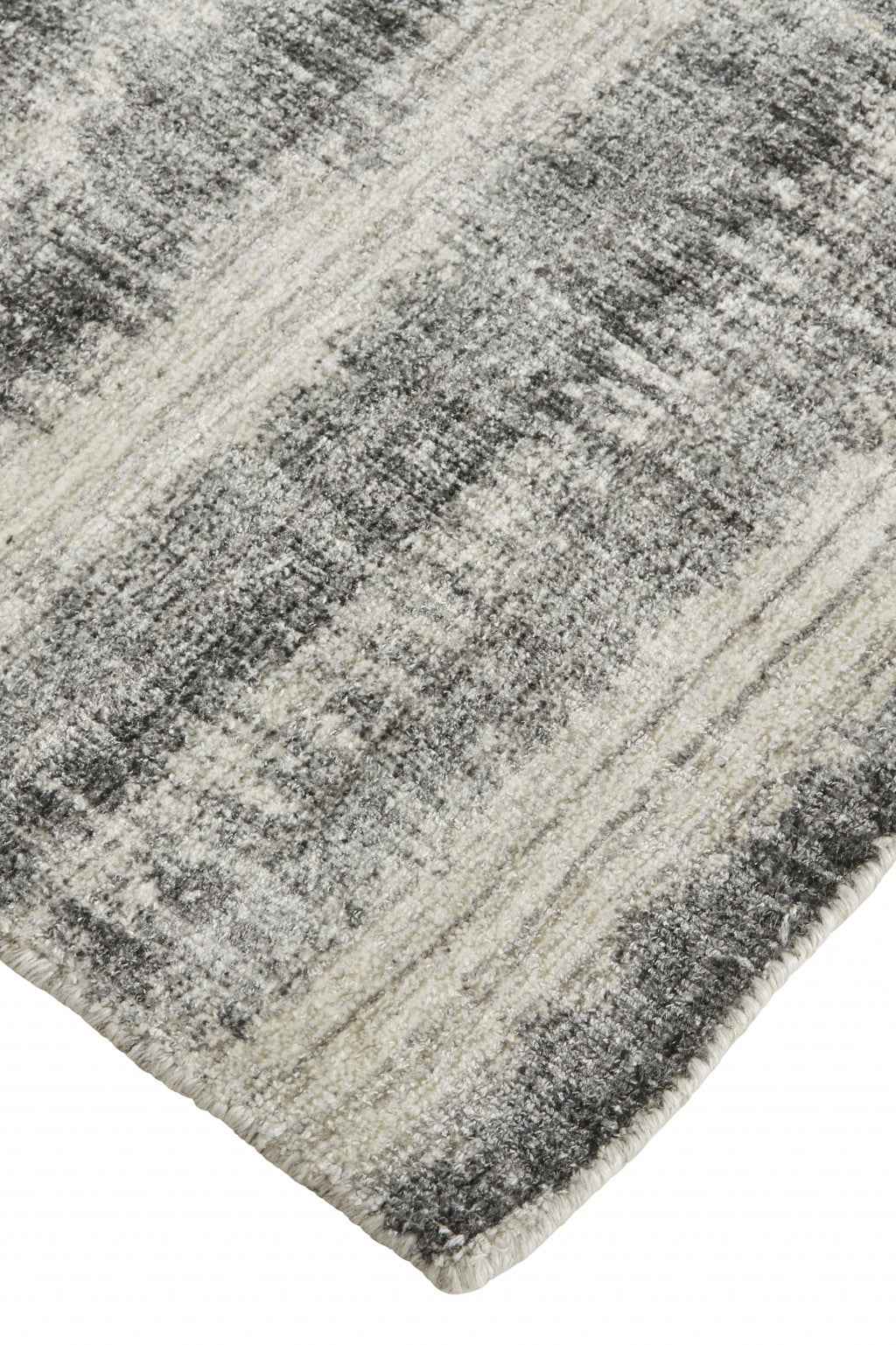 8' X 10' Gray Ivory And Black Abstract Hand Woven Area Rug