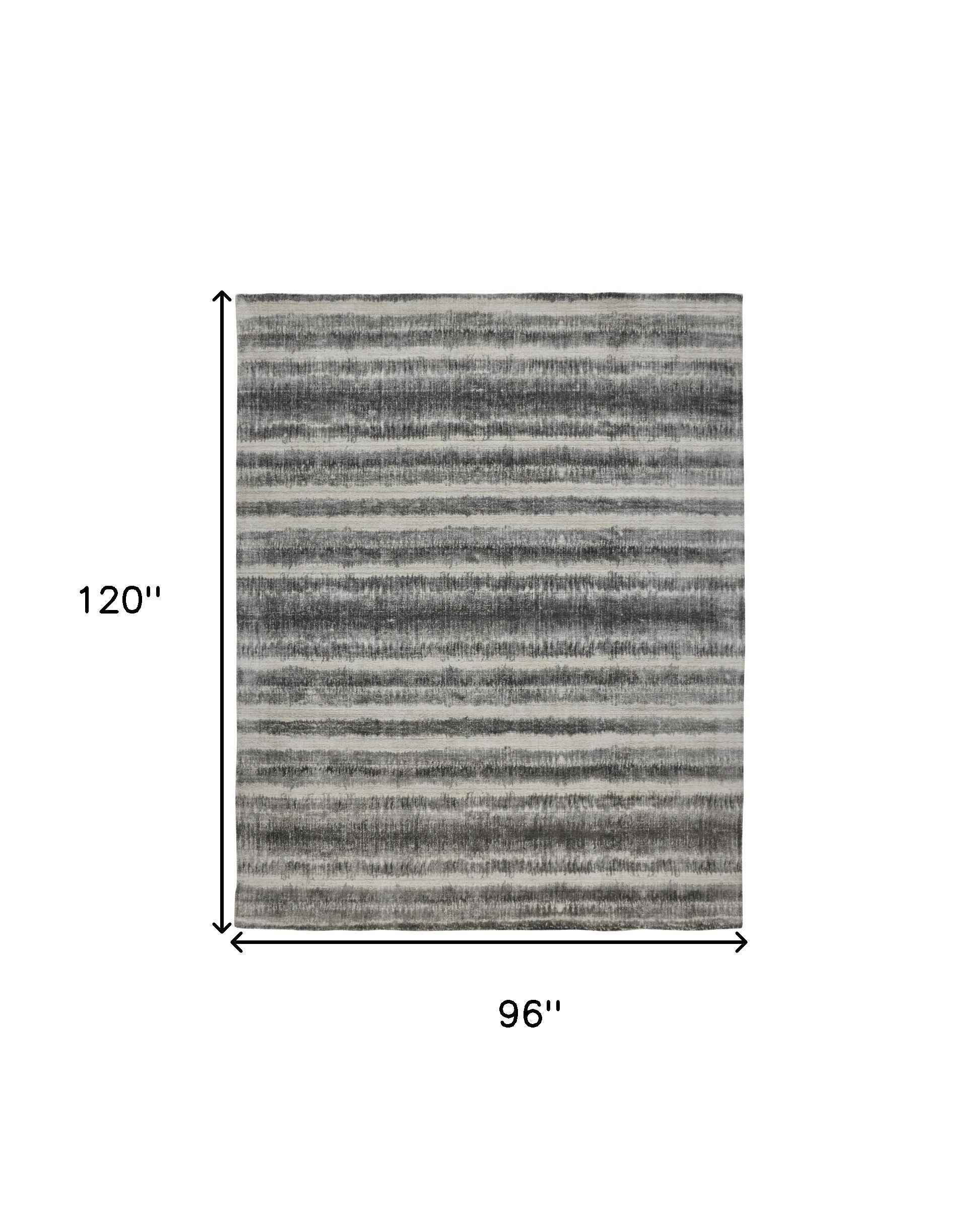 8' X 10' Gray Ivory And Black Abstract Hand Woven Area Rug