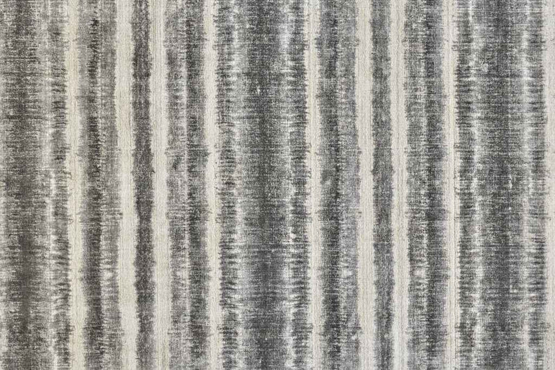 8' X 10' Gray Ivory And Black Abstract Hand Woven Area Rug