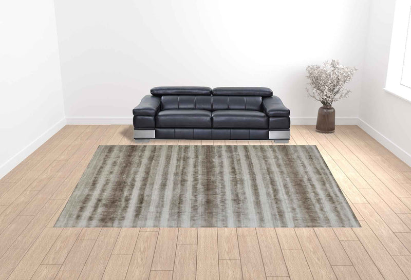 12' X 15' Tan Ivory And Brown Abstract Hand Woven Area Rug