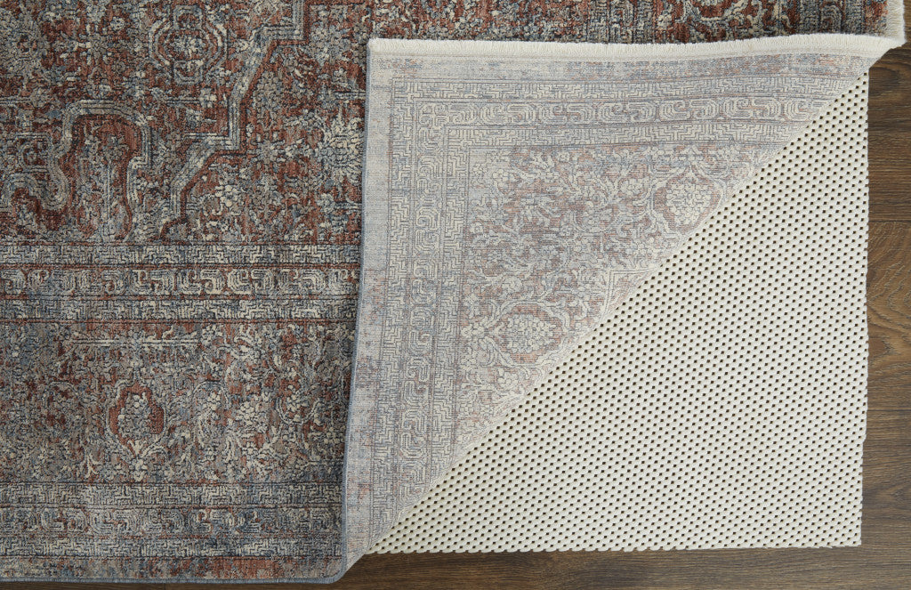 10' X 13' Blue Red And Gray Floral Area Rug - Home & Garden