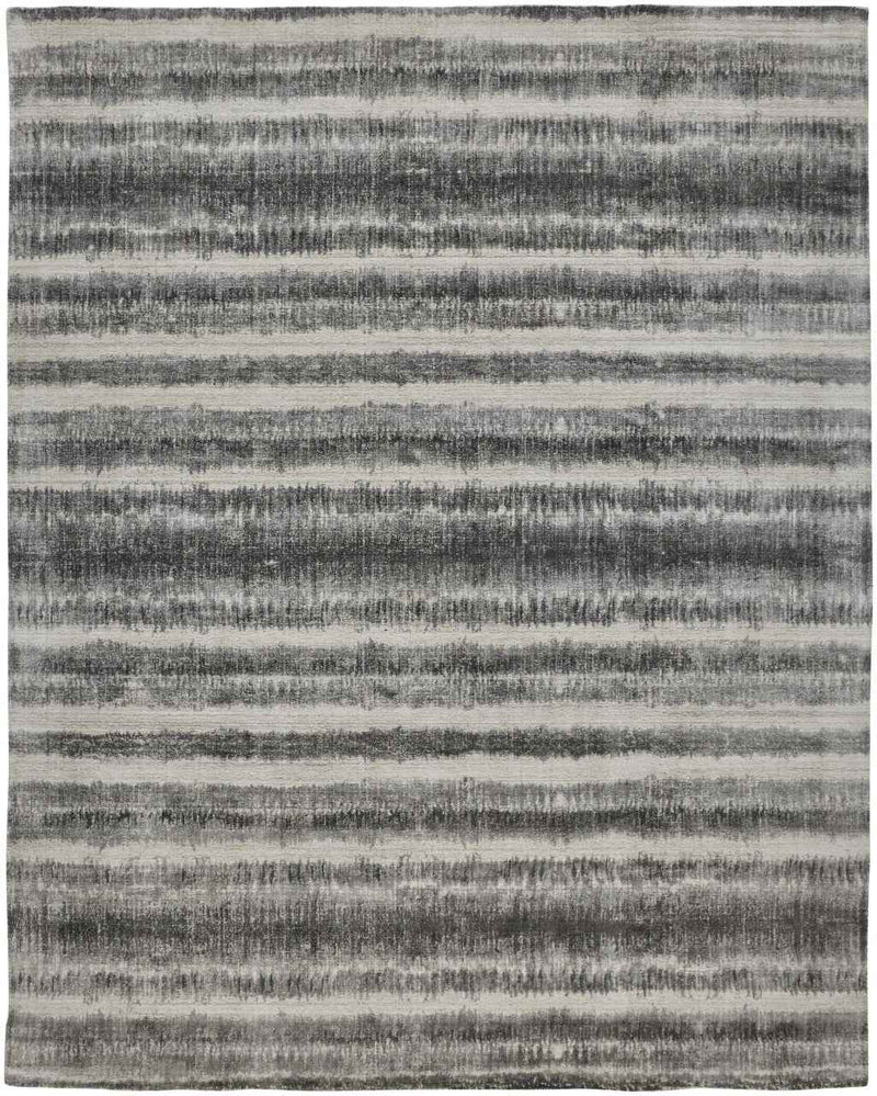 2' X 3' Gray Ivory And Black Abstract Hand Woven Area Rug