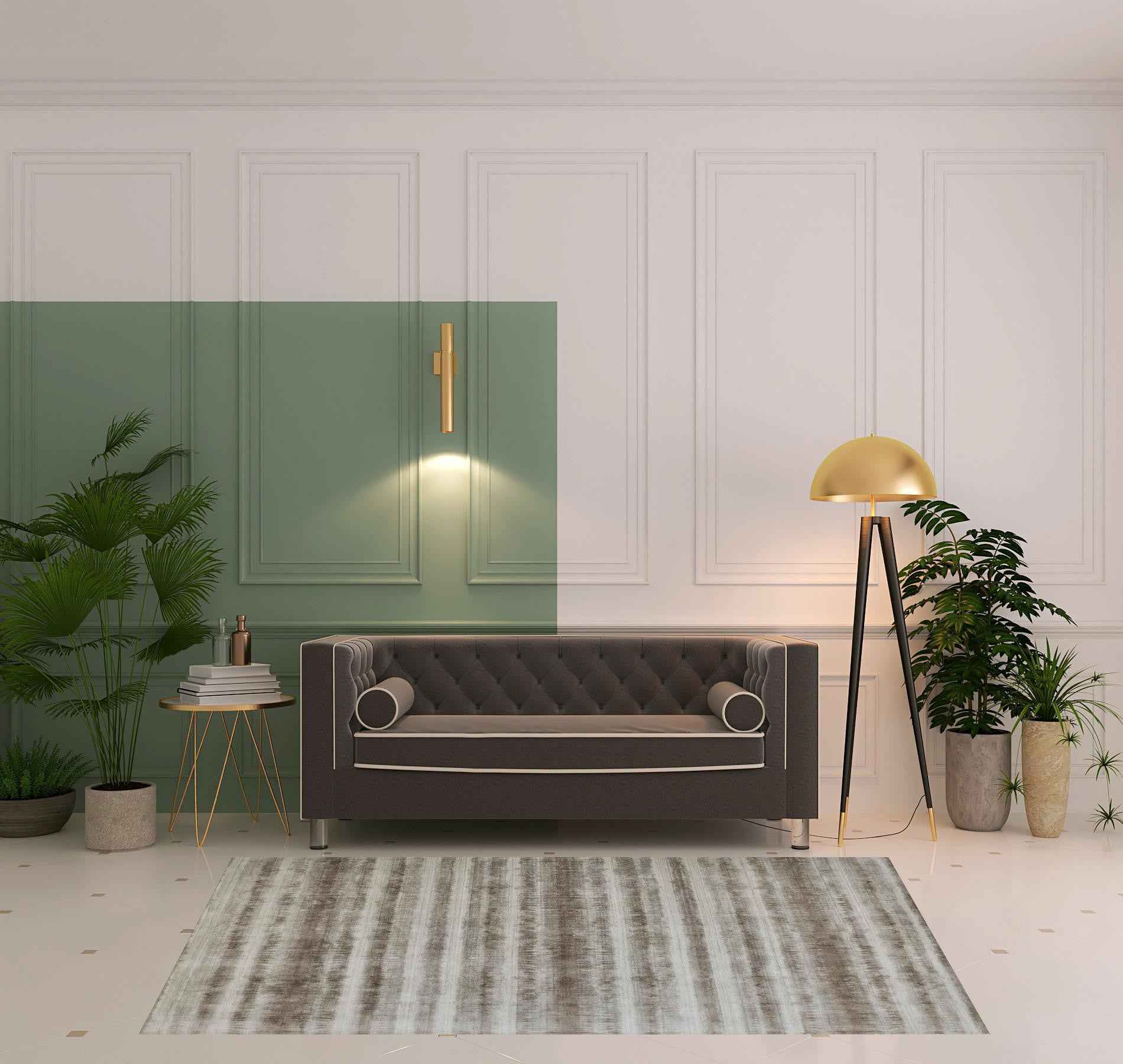 5' X 8' Tan Ivory And Brown Abstract Hand Woven Area Rug