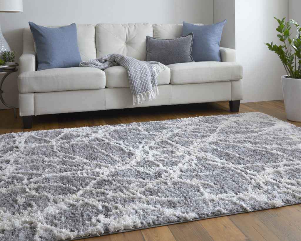 2' X 3' Gray And Ivory Abstract Power Loom Stain Resistant Area Rug