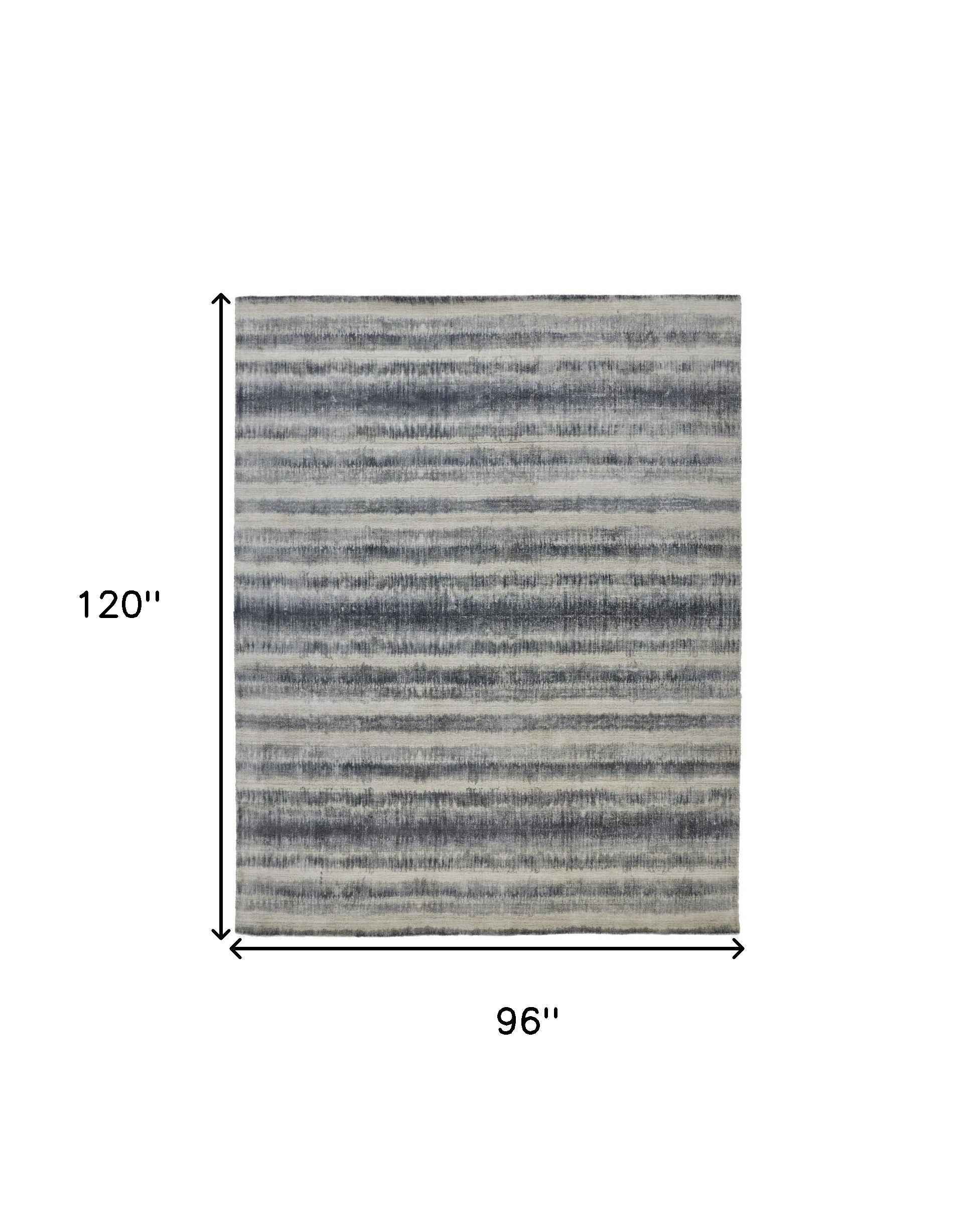 8' X 10' Ivory And Blue Abstract Hand Woven Area Rug