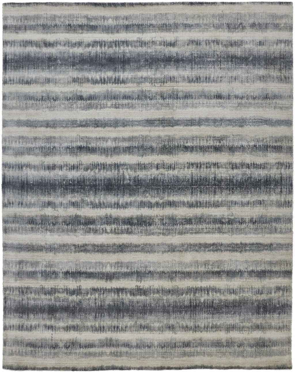8' X 10' Ivory And Blue Abstract Hand Woven Area Rug