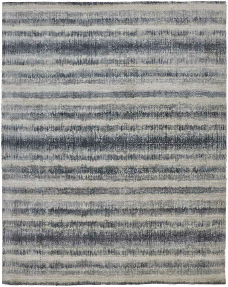 8' X 10' Ivory And Blue Abstract Hand Woven Area Rug
