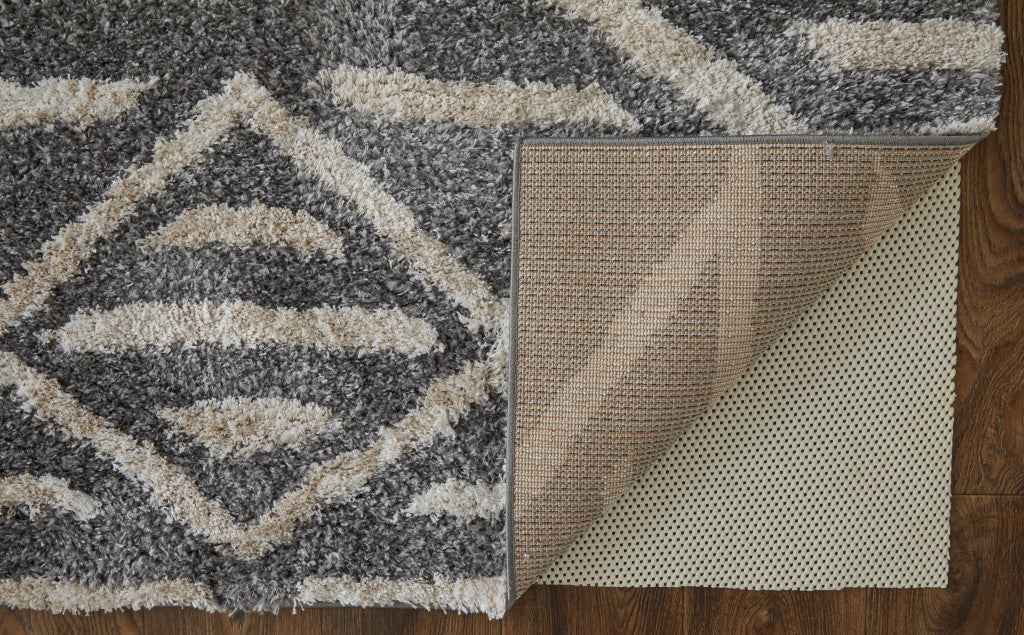 8' X 10' Gray And Ivory Geometric Power Loom Stain Resistant Area Rug