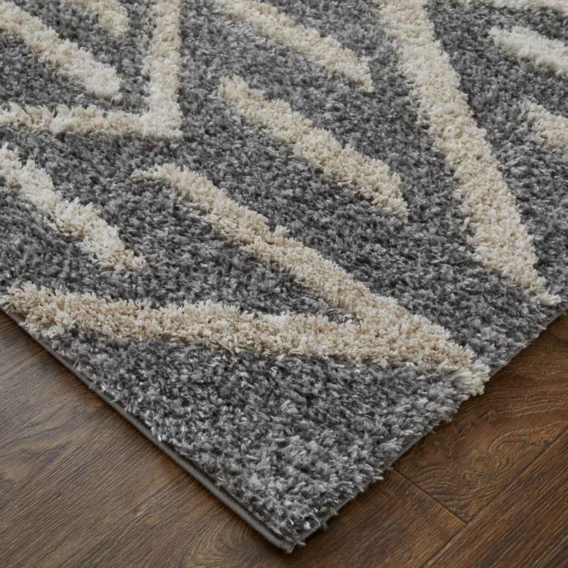 8' X 10' Gray And Ivory Geometric Power Loom Stain Resistant Area Rug