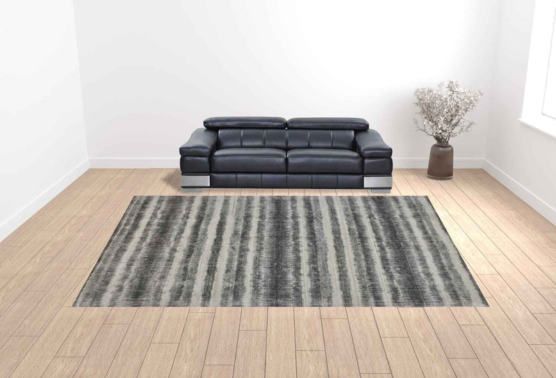 12' X 15' Gray Ivory And Black Abstract Hand Woven Area Rug