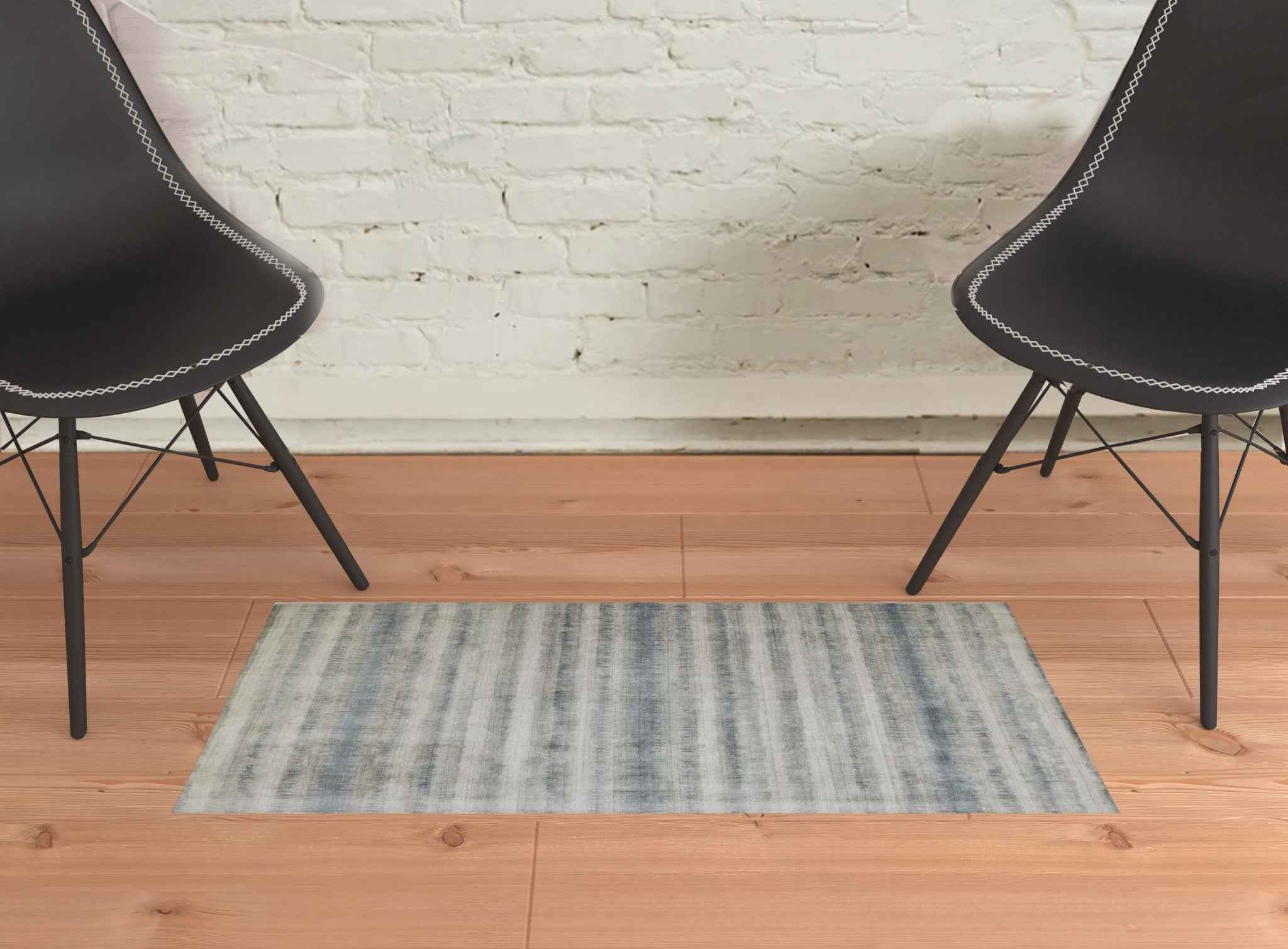2' X 3' Gray Blue And Green Abstract Hand Woven Area Rug
