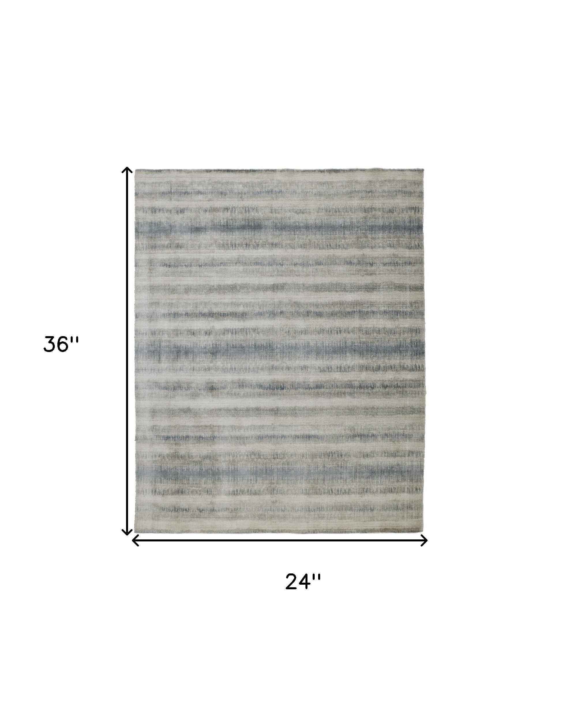2' X 3' Gray Blue And Green Abstract Hand Woven Area Rug