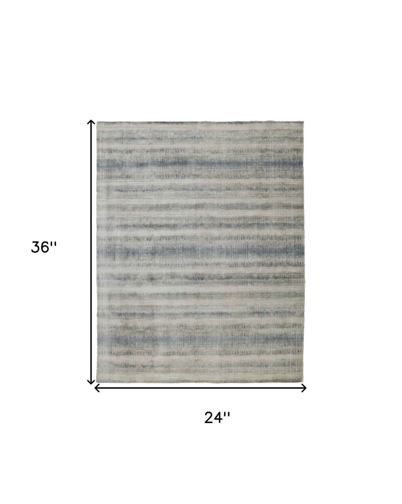2' X 3' Gray Blue And Green Abstract Hand Woven Area Rug