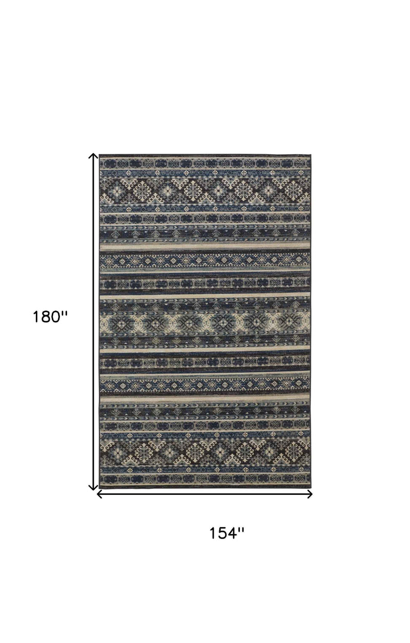 13' X 15' Geometric Power Loom Distressed Area Rug