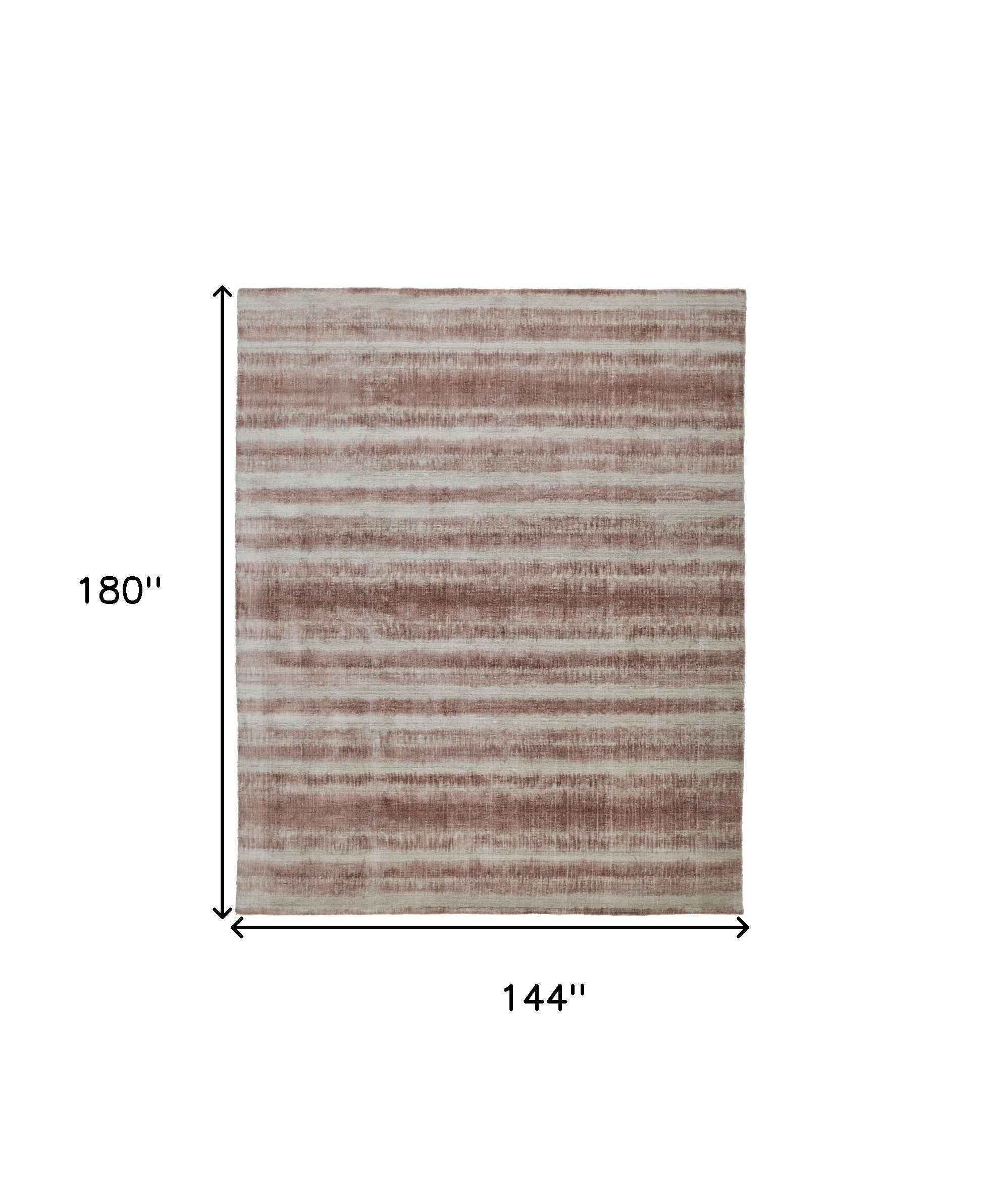 12' X 15' Tan Ivory And Pink Abstract Hand Woven Area Rug