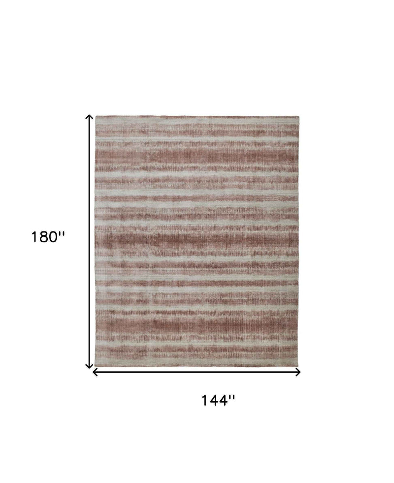 12' X 15' Tan Ivory And Pink Abstract Hand Woven Area Rug