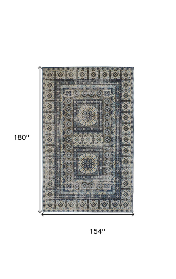 13' X 15' Abstract Power Loom Distressed Area Rug