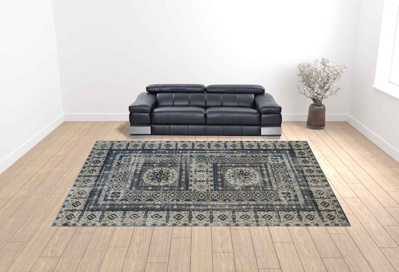 13' X 15' Abstract Power Loom Distressed Area Rug