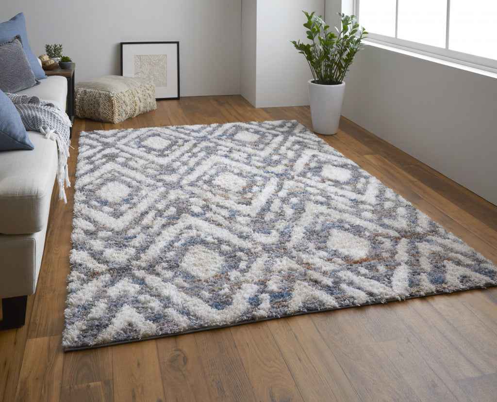 10' X 14' Ivory Gray And Taupe Geometric Power Loom Stain Resistant Area Rug