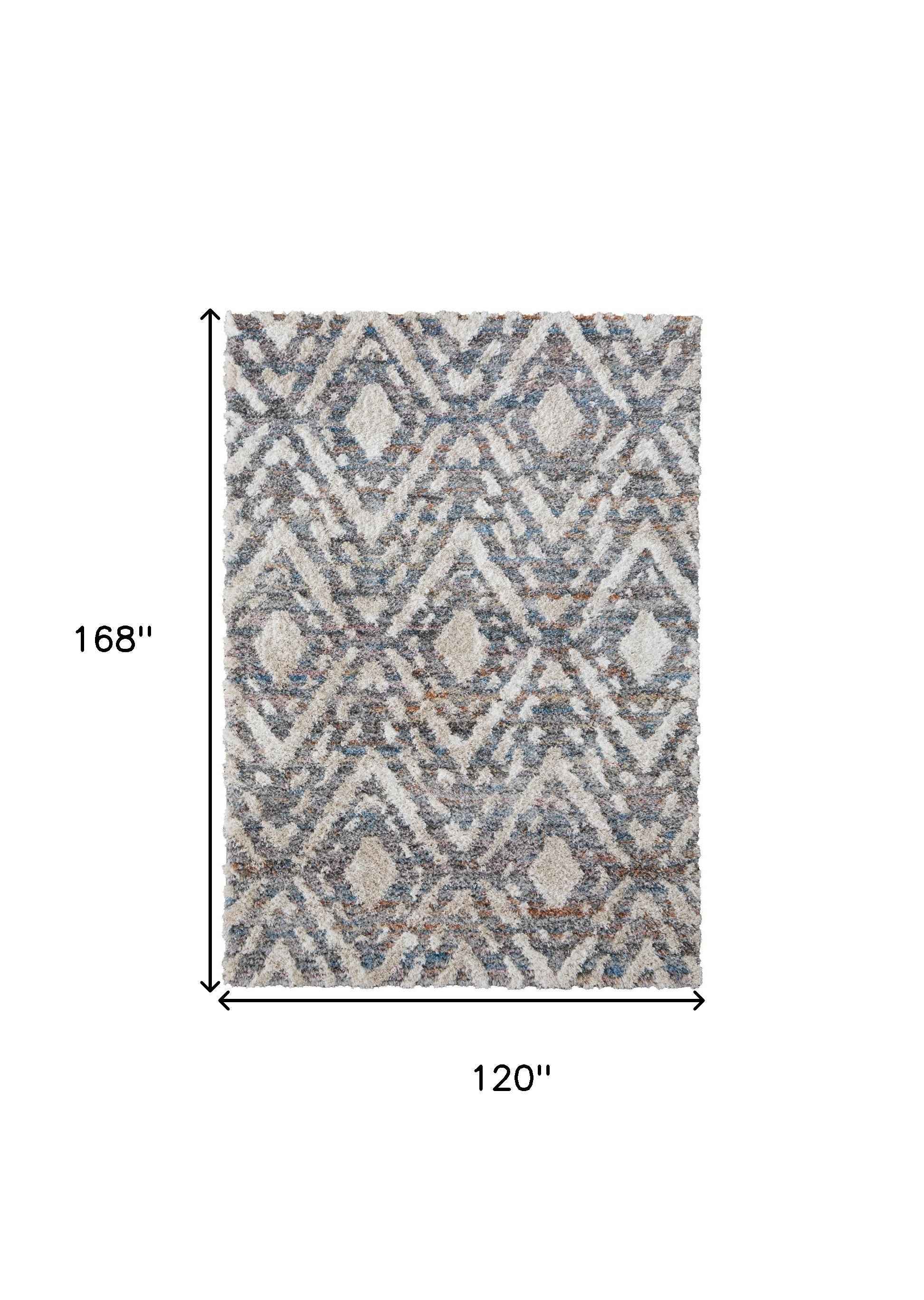 10' X 14' Ivory Gray And Taupe Geometric Power Loom Stain Resistant Area Rug