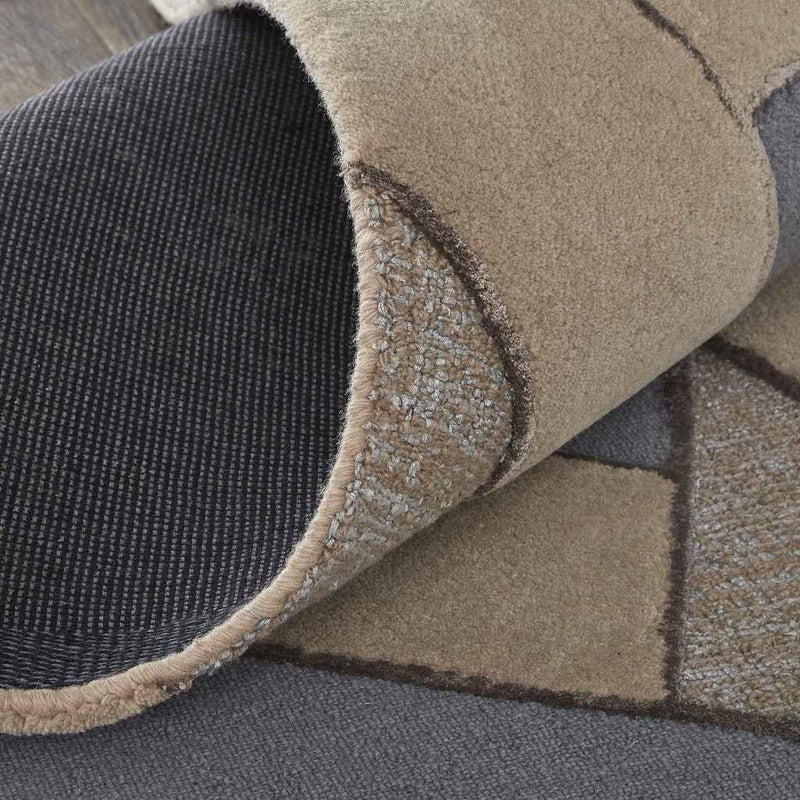 10' X 14' Tan Brown And Blue Wool Geometric Tufted Handmade Area Rug