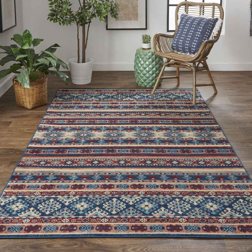 13' X 15' Geometric Power Loom Distressed Area Rug
