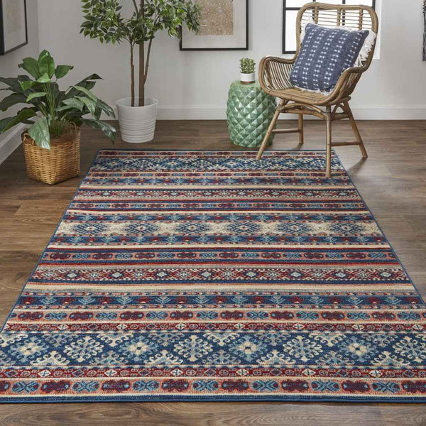 13' X 15' Geometric Power Loom Distressed Area Rug