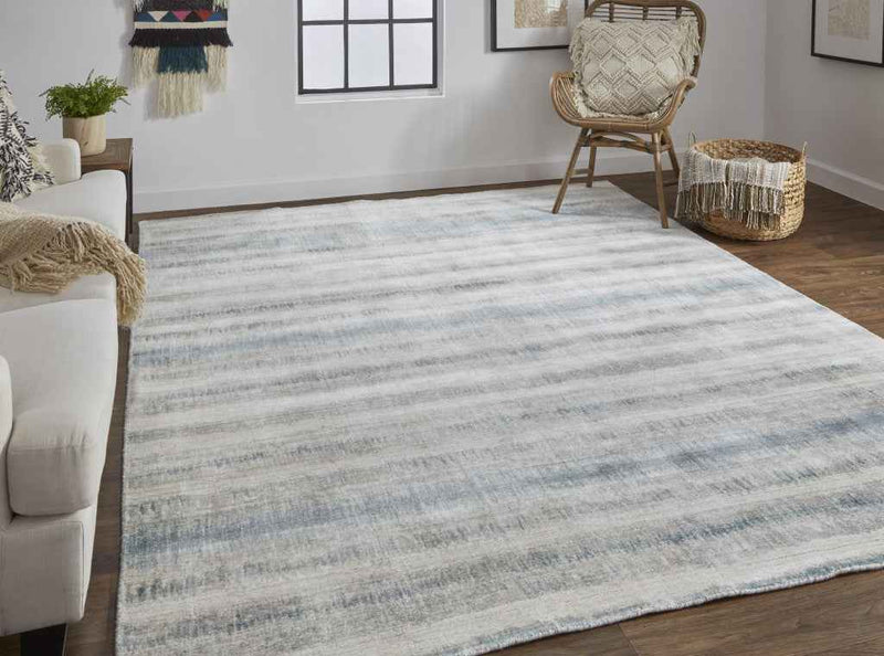 12' X 15' Gray Blue And Green Abstract Hand Woven Area Rug