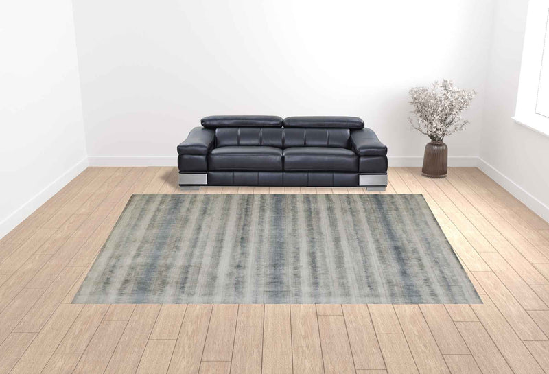 12' X 15' Gray Blue And Green Abstract Hand Woven Area Rug