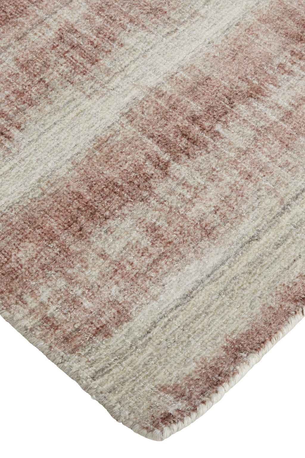 2' X 3' Tan Ivory And Pink Abstract Hand Woven Area Rug