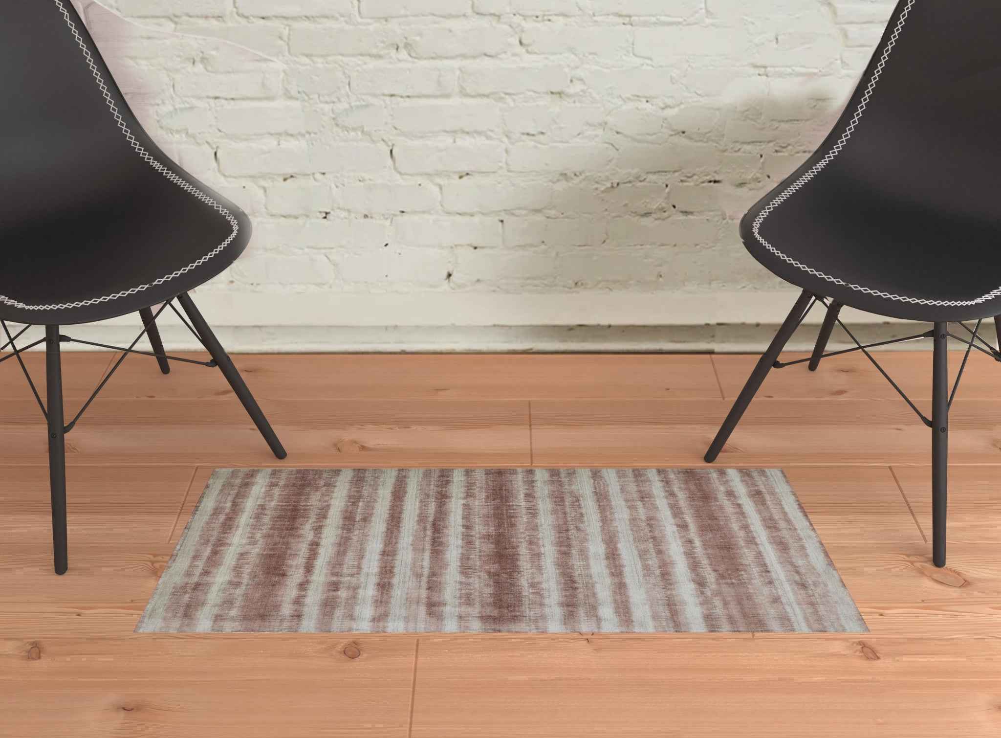 2' X 3' Tan Ivory And Pink Abstract Hand Woven Area Rug