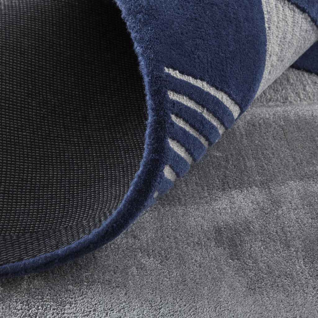 12' X 15' Blue And Silver Wool Geometric Tufted Handmade Area Rug