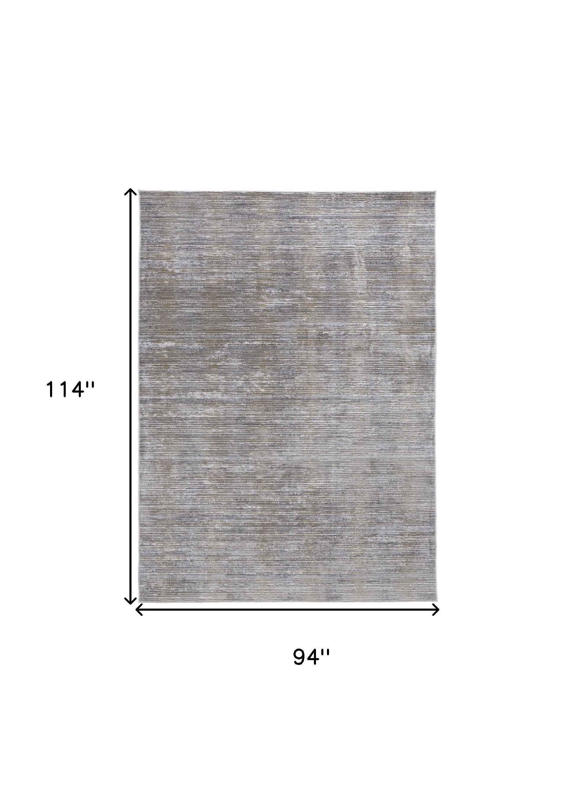 8' X 10' Taupe Silver And Tan Abstract Power Loom Area Rug