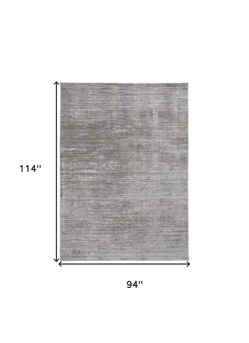 8' X 10' Taupe Silver And Tan Abstract Power Loom Area Rug