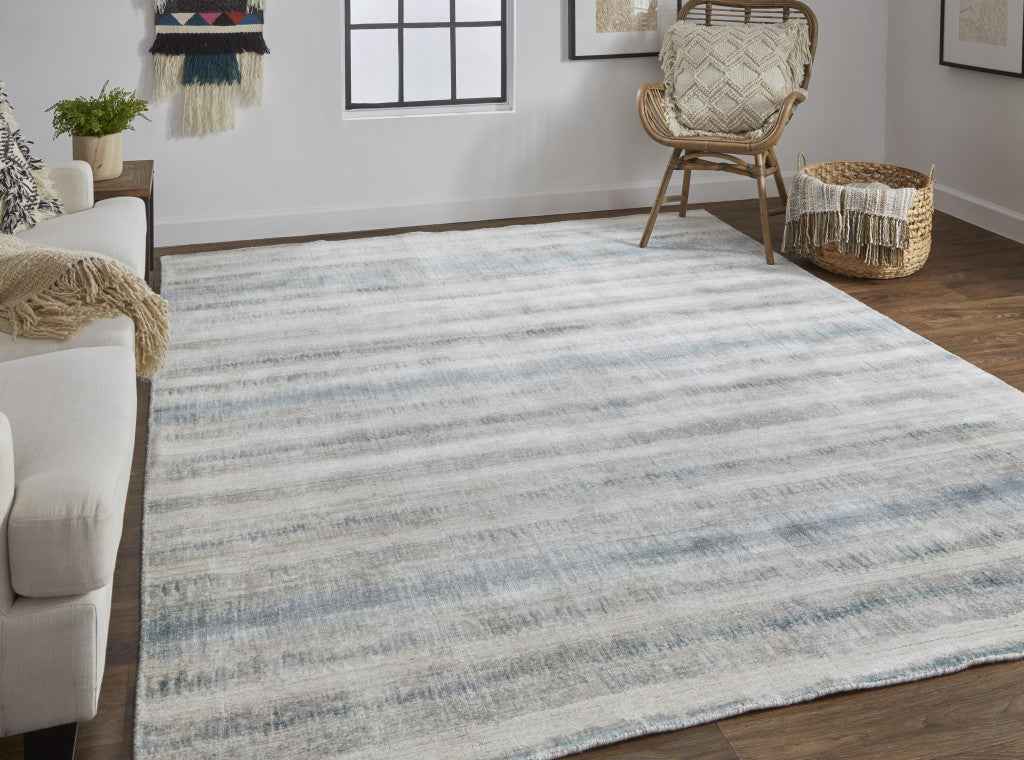 8' X 10' Gray Blue And Green Abstract Hand Woven Area Rug
