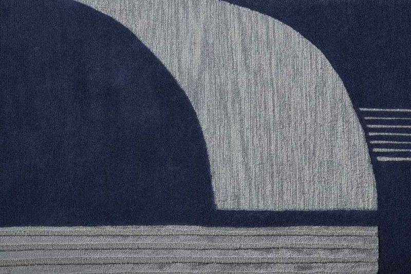 5' X 8' Blue And Silver Wool Geometric Tufted Handmade Area Rug