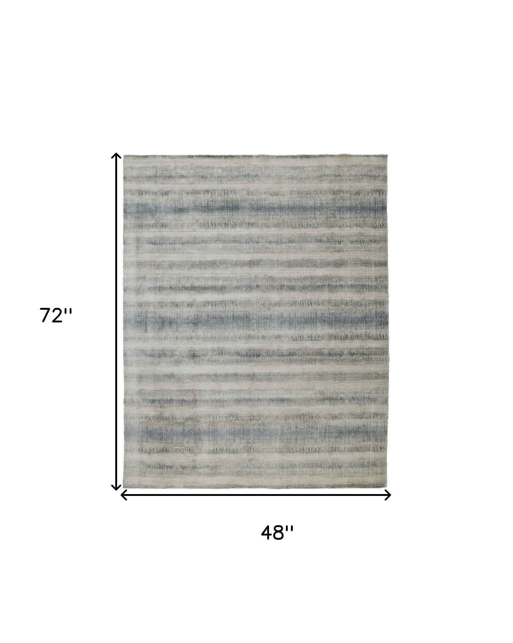 4' X 6' Gray Blue And Green Abstract Hand Woven Area Rug
