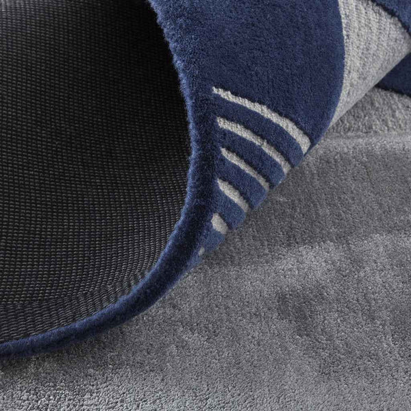 9' X 12' Blue And Silver Wool Geometric Tufted Handmade Area Rug