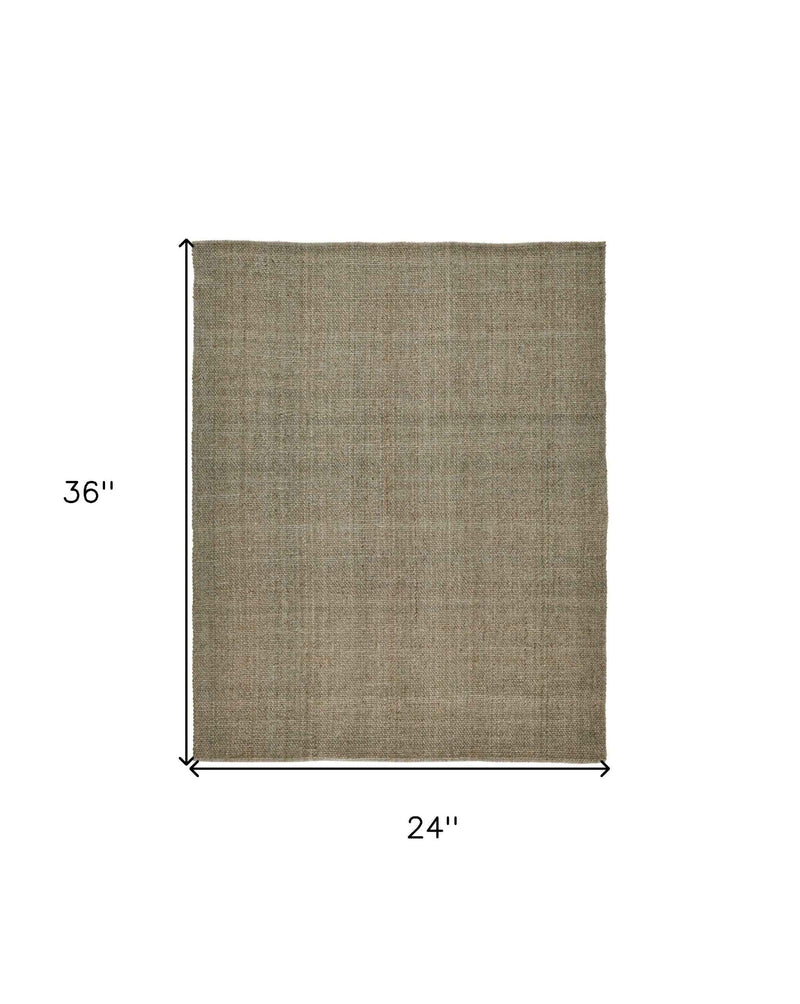 2' X 3' Green And Tan Hand Woven Area Rug