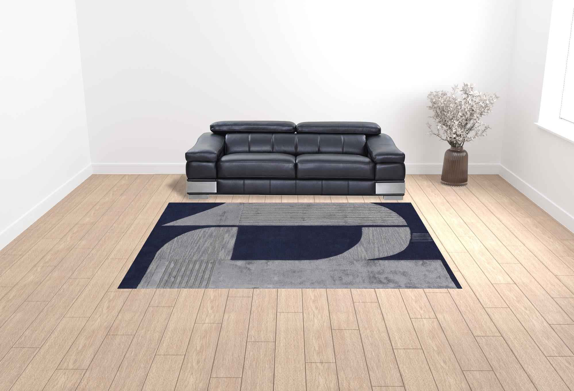 9' X 12' Blue And Silver Wool Geometric Tufted Handmade Area Rug