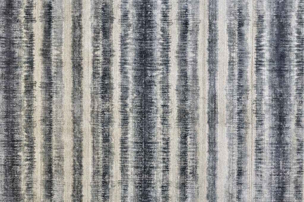 5' X 8' Ivory And Blue Abstract Hand Woven Area Rug