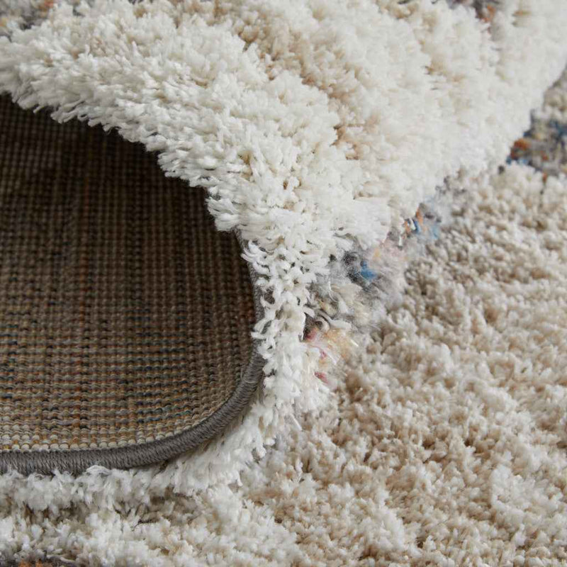 2' X 3' Tan Ivory And Blue Chevron Power Loom Stain Resistant Area Rug