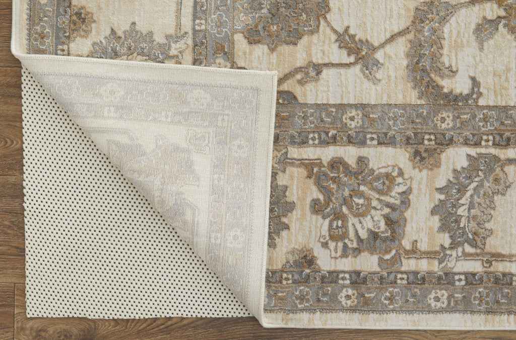 12' X 15' Tan Ivory And Brown Power Loom Area Rug